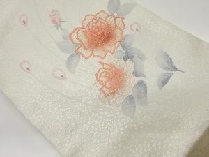 牡丹に孔雀羽根模様刺繍名古屋帯